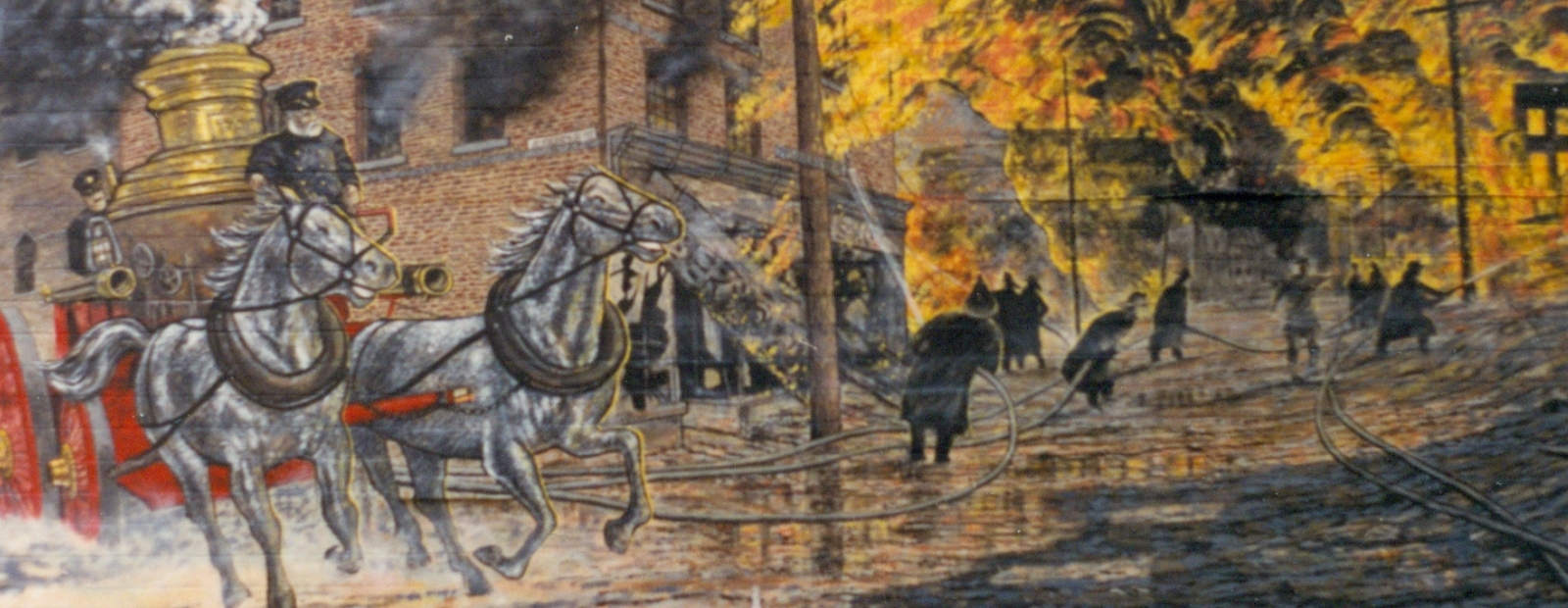 A mural showing the Great Fire of 1918.