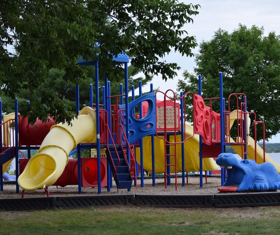 A playground in a park.