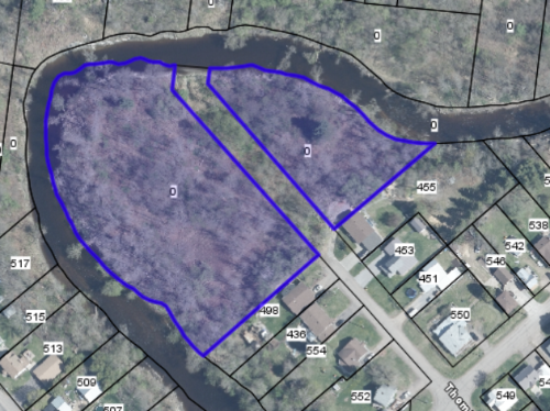 Aerial map highlighting the property available for sale.