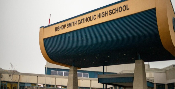 Front of Bishop Smith Catholic High School.