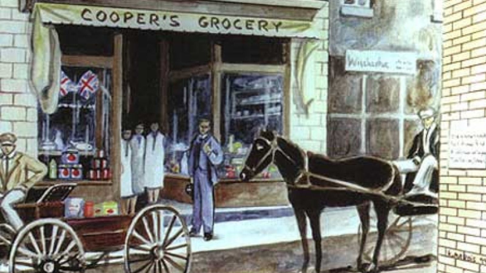 Photo of The Grocer mural.
