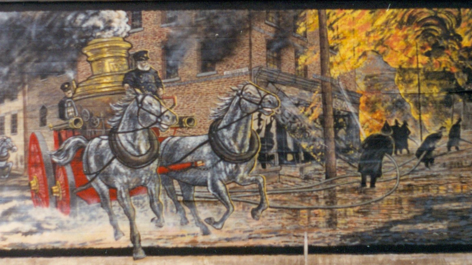 A photo of the Great Fire of 1918 Mural.