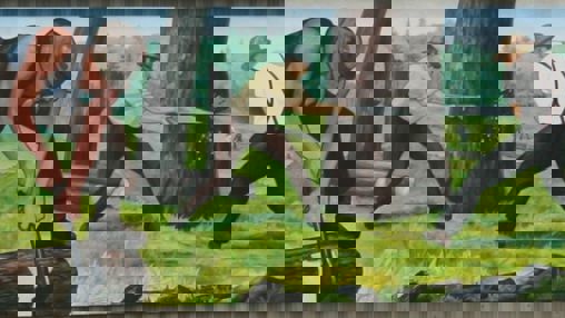 Photo of the Pioneers of Pembroke Township 1820-1850 mural.