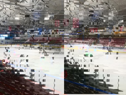 Public Skating at the Pembroke Memorial Centre A group of people ice skating in a rink.