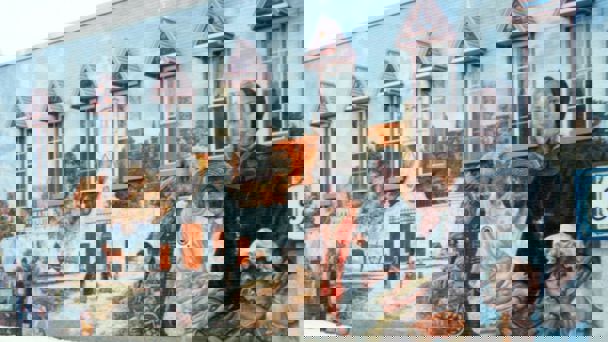 Photo of the Marguerite d'Youville and Her Mission mural.