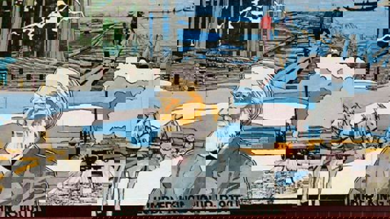 Photo of the Lumbering Industry mural.