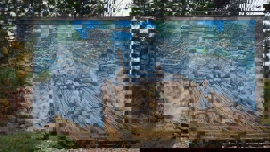 Photo of the Timber Raft mural.